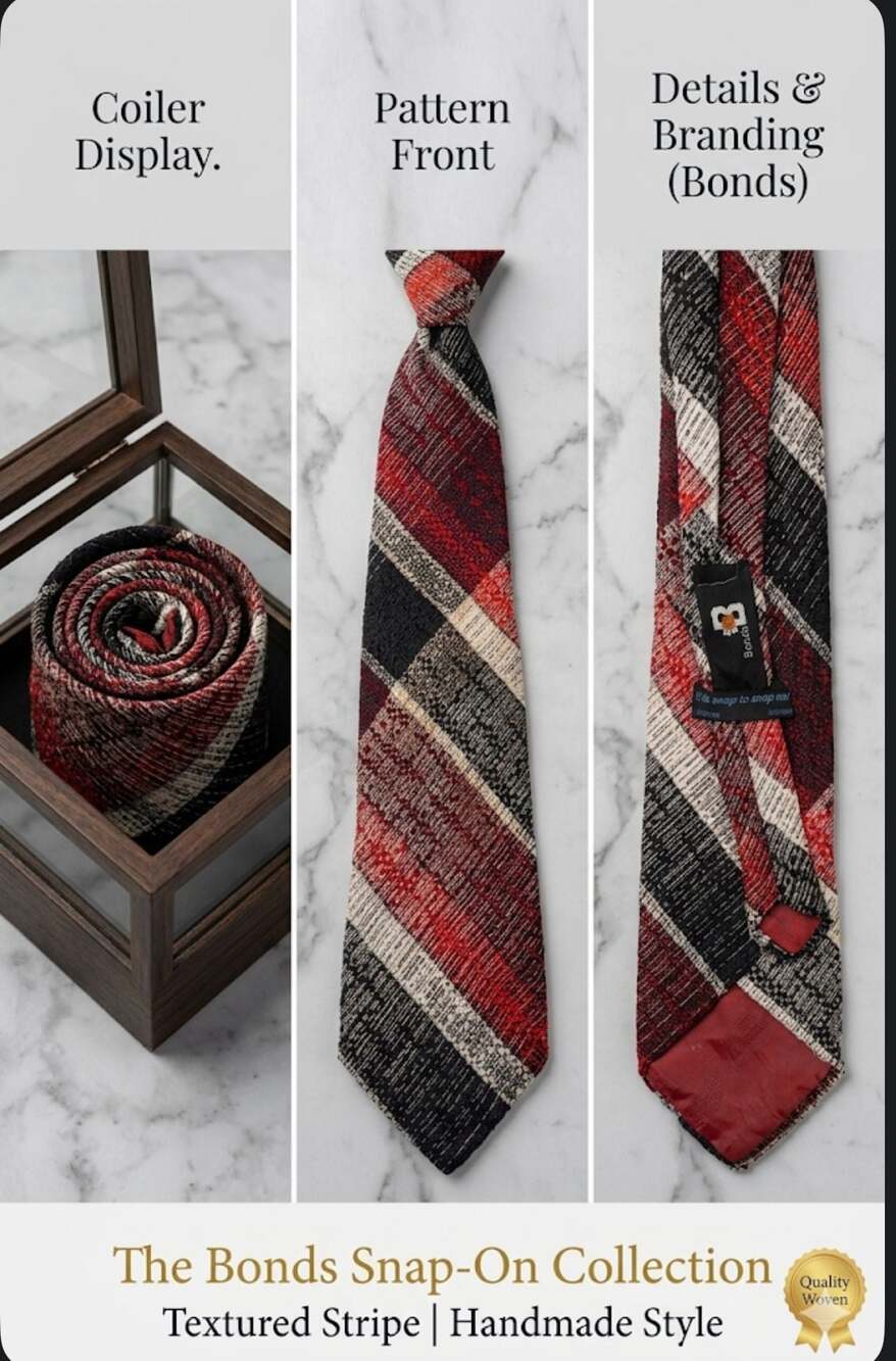 Bonds Snap-On Collection Textured Stripe Necktie